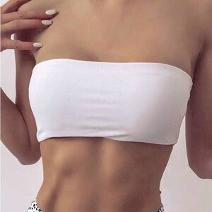 𝅺⭐️2 FOR $20⭐️ SHEIN White Bandeau Bikini Top Size Small
